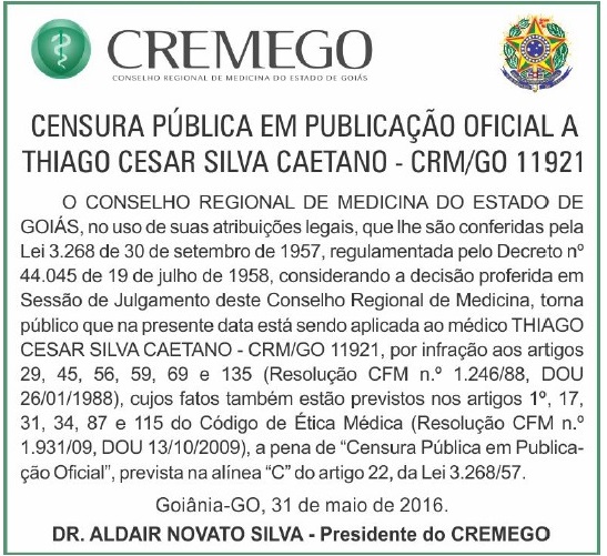 CENSURA DR THIAGO 31 05 16